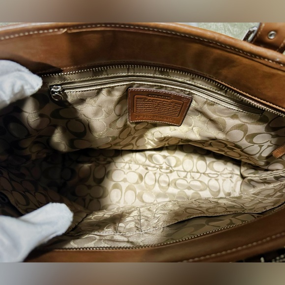 Vintage Coach soho shoulder bag Brown Leather Tote Bag message bag - Picture 8 of 17